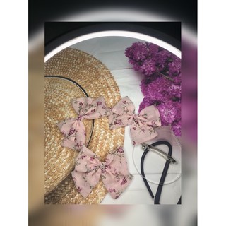 Kẹp nơ handmade vải voan hoa nhí nhẹ nhàng nữ tính vintage đi du lịch