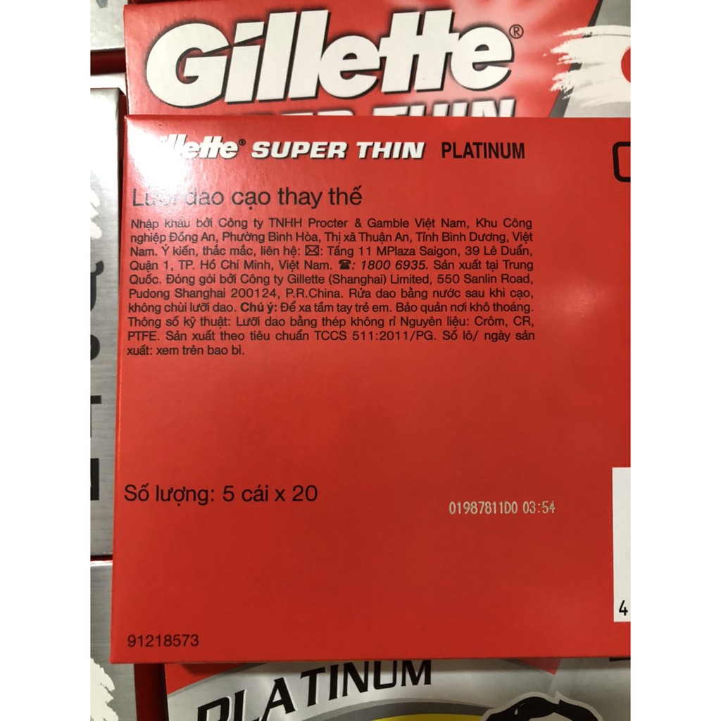 Lốc 20 Hộp Dao lam Gillette Super Thin Hộp 5 lưỡi lam