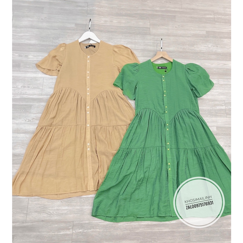 ✨BÁN SỈ✨Đầm suông tơ 3 tầng 2 lớp 2 màu xanh,be