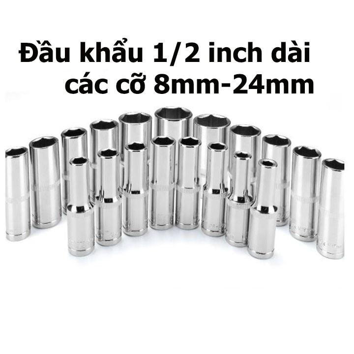 đầu tuýp lục giác 1/2 inch dài các cỡ 8-24mm