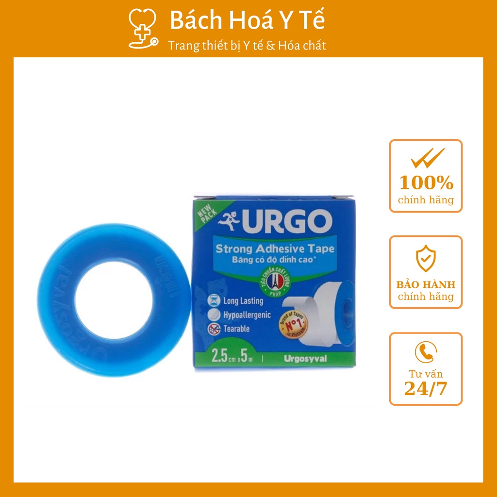 Băng keo lụa Urgo, có độ dính cao, sản xuất tại Thái Lan, 2.5x5 cm