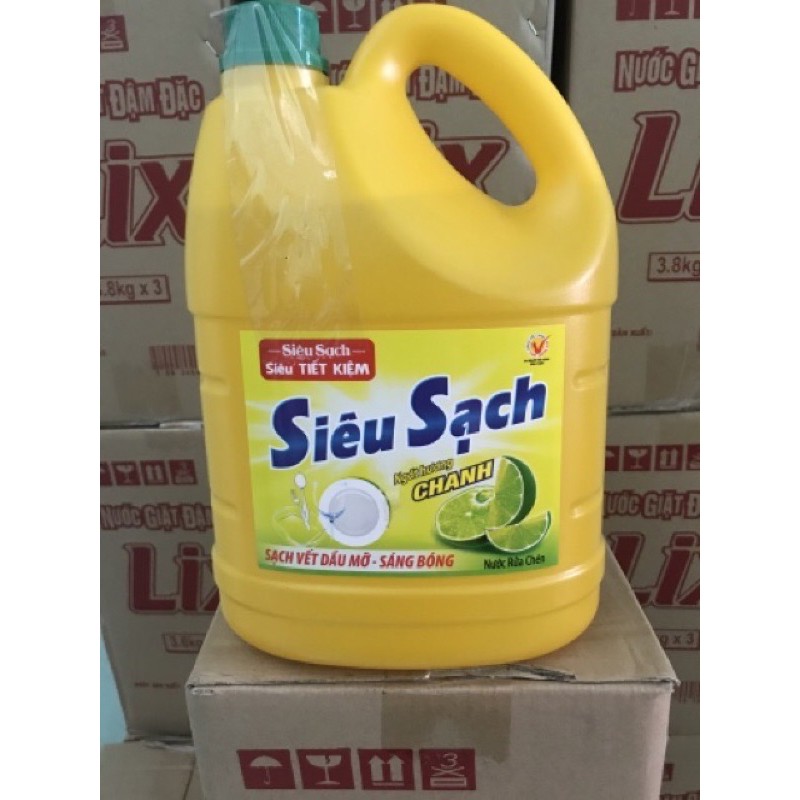 Nước rửa chén lix sieu sach 3.8kg hương chanh