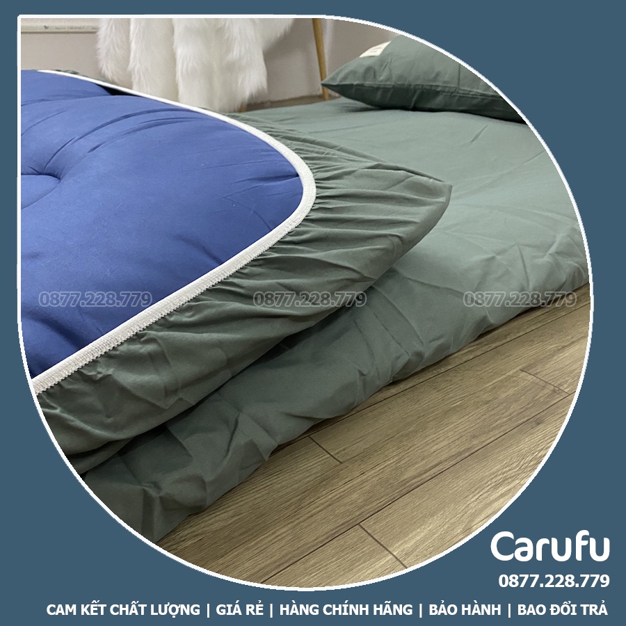 Ga nệm topper 1m8 x 2m Cotton Tici bo chun Mát lạnh giặt máy thoải mái | Carufu