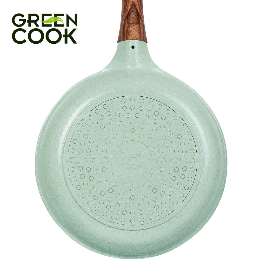 Chảo đúc đáy từ chống dính men đá ceramic xanh ngọc Green Cook GCP06 công nghệ Hàn Quốc