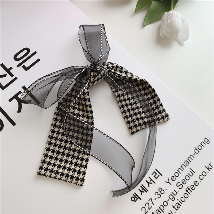 Kẹp Tóc Hình Nơ Phối Ren Màu Trắng Đen Thời Trang Cho Nữ