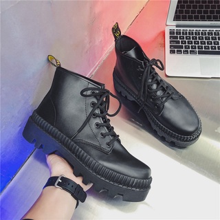 Giày nam bốt da cổ cao dr martens, Giầy Boots phong cách Ulzzang phiên bản Martin khóa Zip - 6Cm tăng chiều cao Full Box