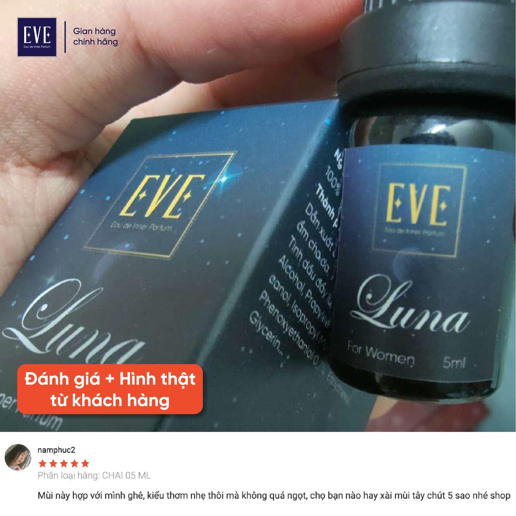 Nước Hoa Cô Bé Bím LUNA 5ml Lưu Hương Thơm Lâu - Nước Hoa Vùng Kín Nữ Chính Hãng EVE Eau de Inner Parfum (Có che tên)