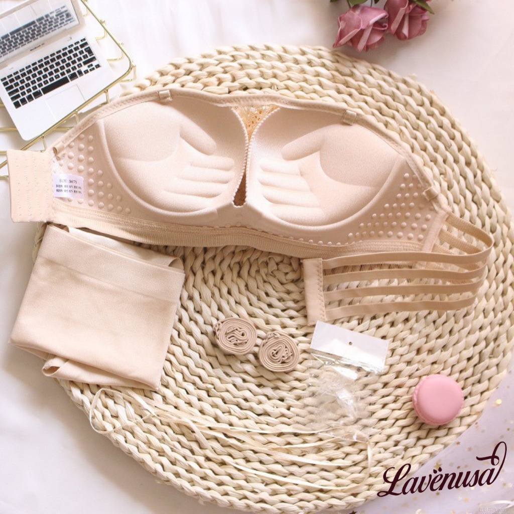 Áo lót nữ cup ngực ren không gọng dây rút siêu nâng ngực quyễn rũ LAVENUSA AL42