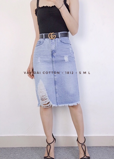 Chân váy jean dài rách 1812 | BigBuy360 - bigbuy360.vn