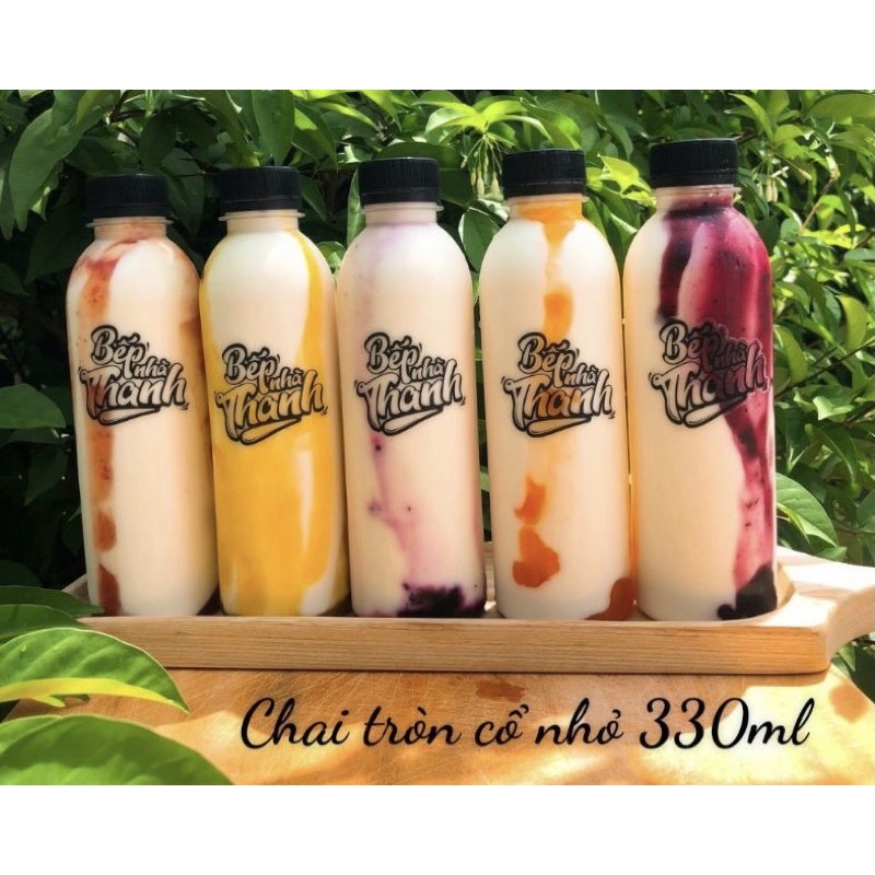 Chai nhựa tròn nắp đen 330ml (10 chai)