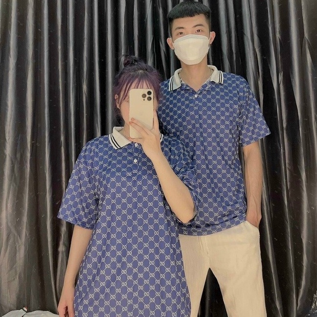 Áo polo cổ bẻ nam nữ im hình họa tiết GG siêu hot HARI