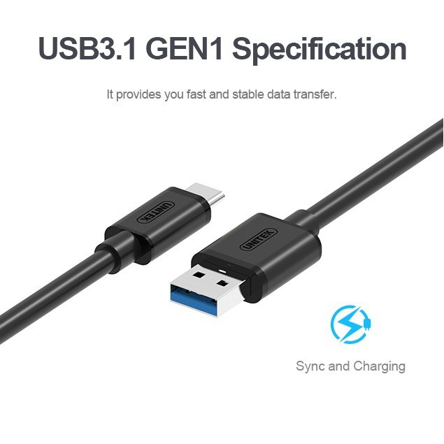 Cáp Chuyển Type-C Sang USB 3.0 dài 1M UNITEK 474BK
