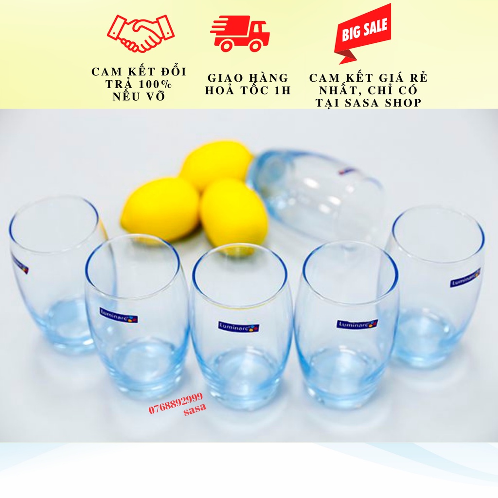 Bộ cốc thủy tinh màu Luminarc Salto 320/350ml ( bộ 6 cốc ), thủy tinh sạch không chì, an toàn, đảm bảo sức khỏe 100%