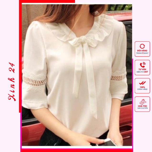 Áo kiểu nữ tay phối ren phong cách Hàn Quốc thời trang cho nữ