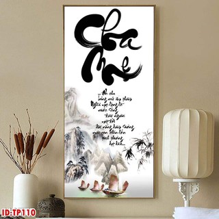 Tranh tráng gương chữ thư pháp Cha Mẹ đẹp 08 mẫu đẹp (có ảnh thật)