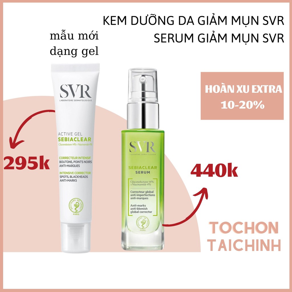 Kem Dưỡng Giảm Mụn và Dầu Nhờn SVR Sebiaclear Active 40ml- Serum SVR Sebiaclear giảm mụn, mờ thâm 30ml