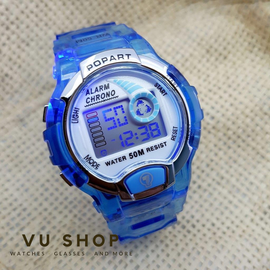 ĐỒNG HỒ BÉ TRAI POPART - ĐÈN LED ĐỔI MÀU - XANH ĐỎ | BigBuy360 - bigbuy360.vn