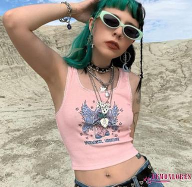 Áo Tank Top Cổ Chữ U Hoạ Tiết Đáng Yêu Cho Nữ