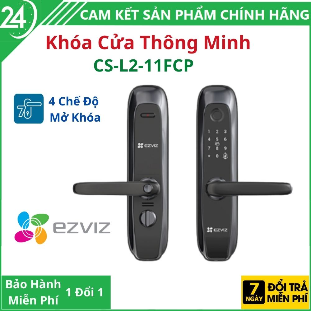 Khóa Cửa Thông Minh Ezviz L2 - Gồm 4 Chế Độ Vân Tay, Thẻ từ, Mật Mã, Khóa Cơ [ Bảo Hành 2 Năm ]