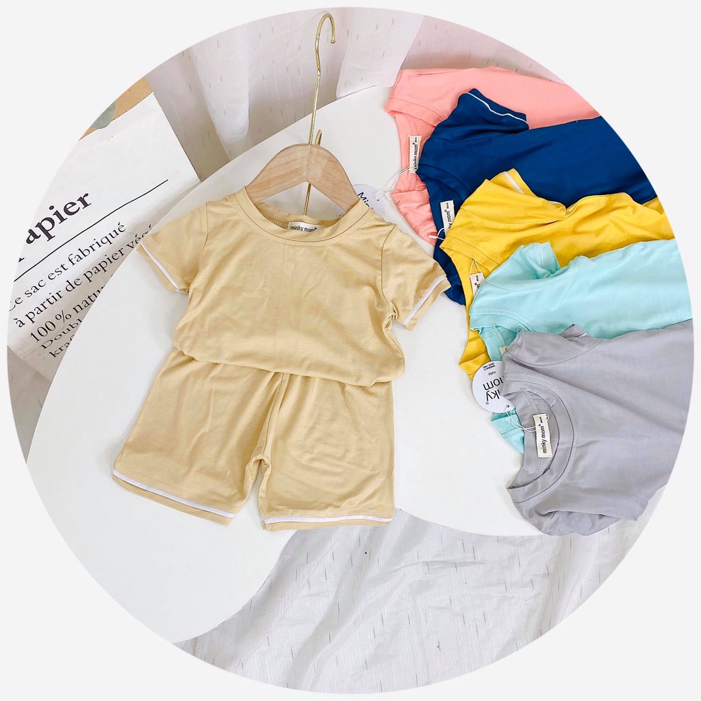 Bộ thun lạnh cộc tay bé trai, bé gái nhiều màu Minky MKM2023 cho bé