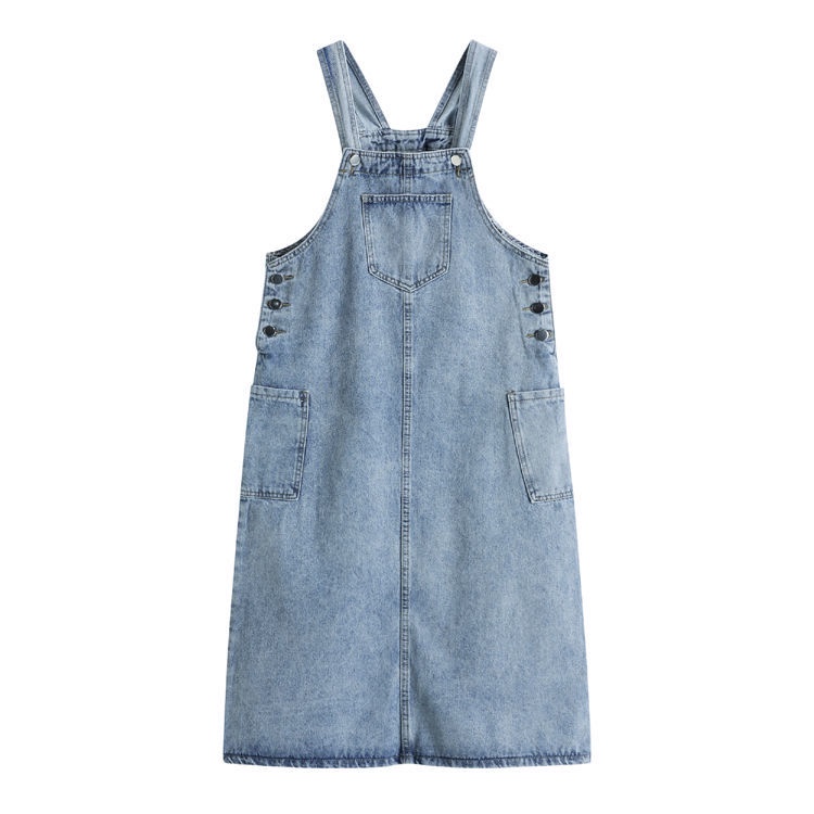 Đầm Yếm Denim Dáng Chữ A Rộng Dài Vừa Vặn Mùa Thu Mới