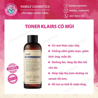 Toner Chống Viêm Dưỡng Ẩm Klairs Supple Preparation Facial 180ml (Có mùi) - Family Cosmetics