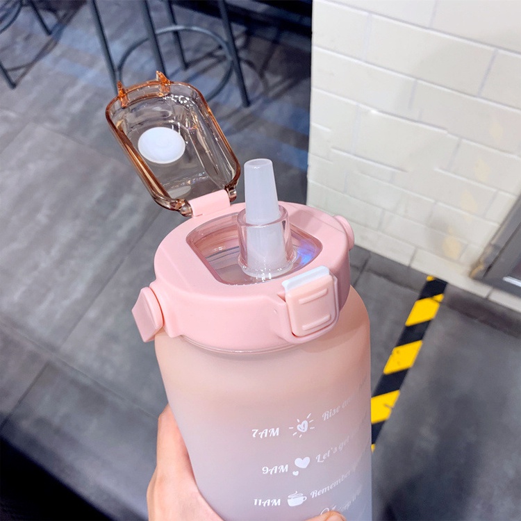 Bình nước thể thao tập gym, bình nước 2l có vạch chia nhắc nhở uống nước