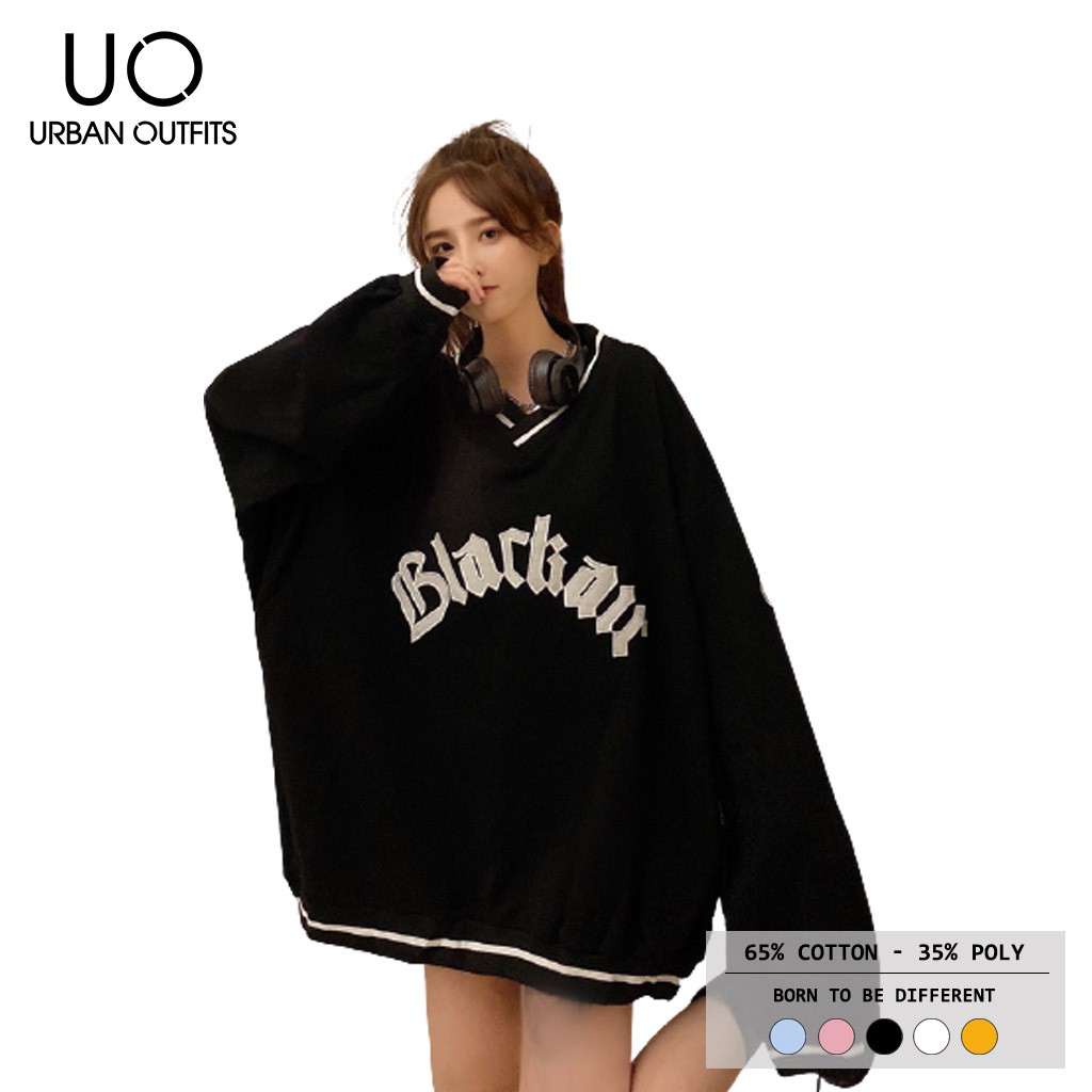 Hàng OUTLET 3 Màu SWO10 Áo Sweater Nam Nữ Form Rộng URBAN OUTFITS In BLACK AIR Thun Cotton Nỉ