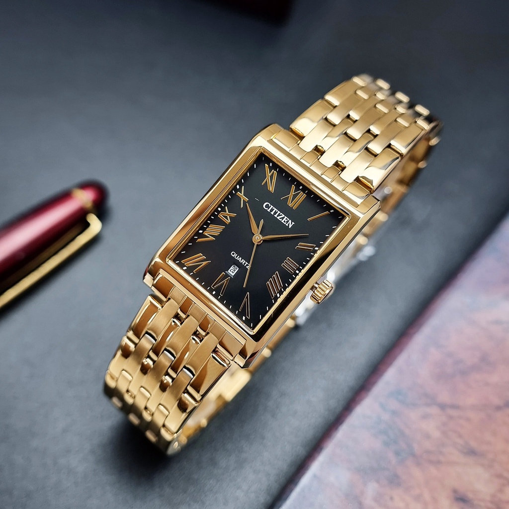 Đồng Hồ Nam Citizen BH3002-54E Pin Dây Sắt Mạ Gold Mặt Đen