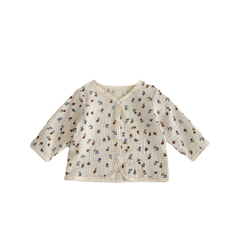 Áo Sơ Mi Vải Cotton Mỏng In Hoa Dễ Thương Thời Trang Mùa Thu Cho Bé Sơ Sinh