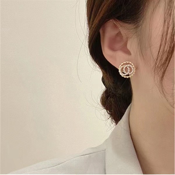 Bông Tai Mạ Bạc 2022 S925 Đính Ngọc Trai Tròn Thời Trang