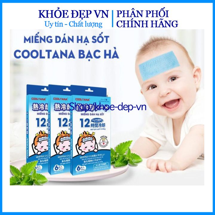 1 hộp dán hạ sốt Cooltana cho bé (màu ngẫu nhiên) - Giảm sốt, làm mát nhanh - Hộp 6 miếng