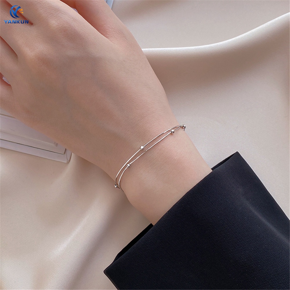Vòng Tay Hai Lớp Mạ Vàng Phong Cách Thời Trang Đơn Giản Dành Cho Nữ