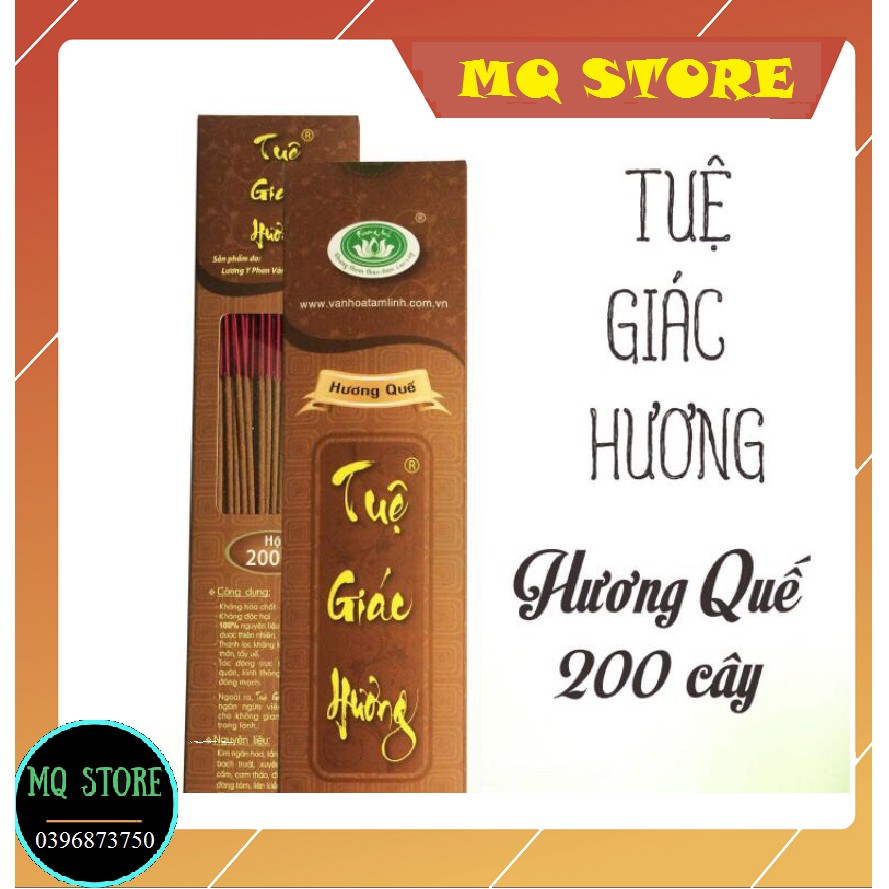 Nhang sạch thảo dược  - TUỆ GIÁC HƯƠNG 4 tấc (40cm)- HƯƠNG QUẾ