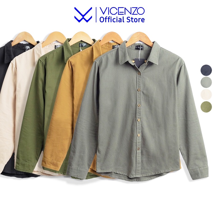Áo Sơ Mi Nam Cao Cấp Vicenzo Dài Tay Thoáng Khí Mát Mẻ. Áo Sơ Mi Nam Đẹp ASMN01