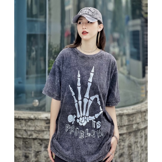 Áo phông hình bàn tay chất liệu vải wash xịn sò