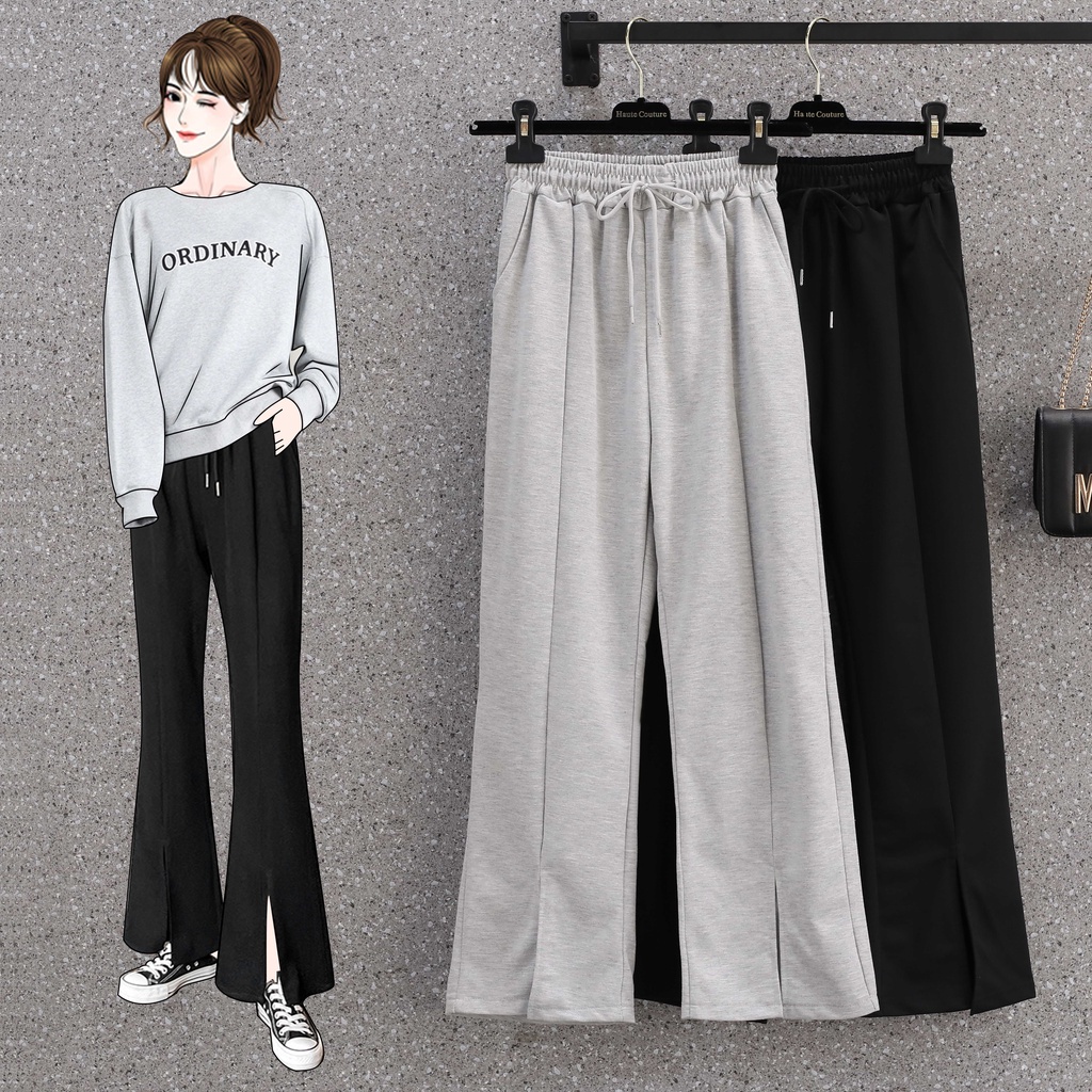 NRVP Quần jogger nữ lưng cao ống rộng thời trang