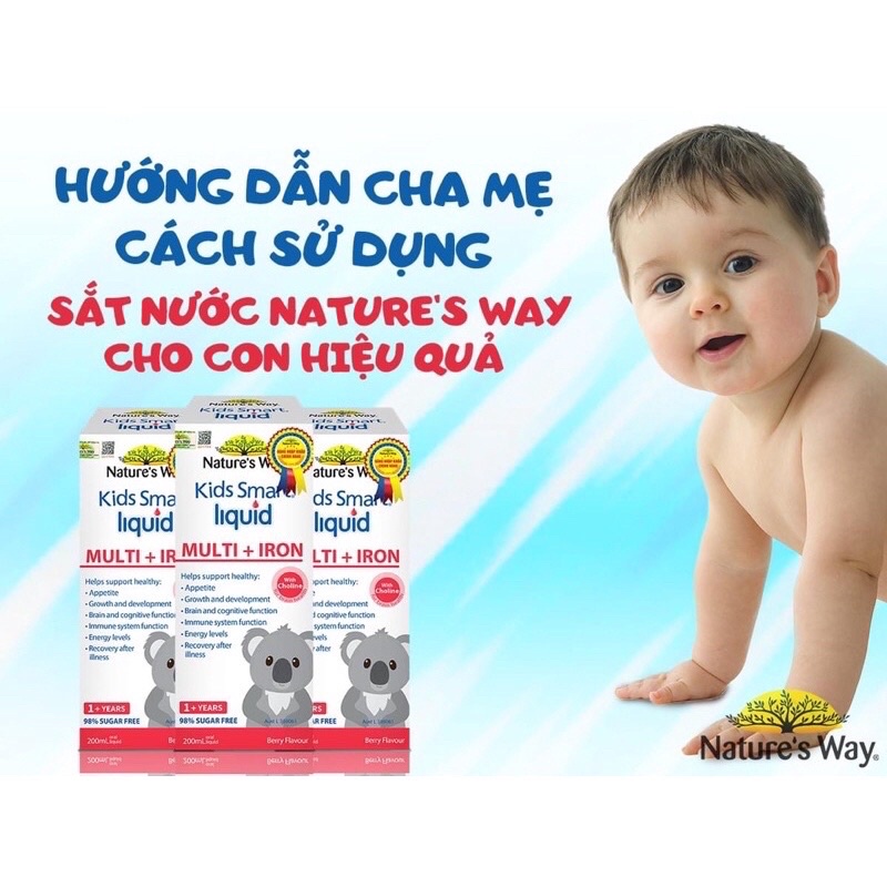 [Chính Hãng] Nature's Way Kids Smart Liquid MULTI + IRON - Bổ sung Sắt và các vi chất cần thiết cho cơ thể