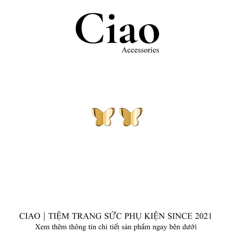 Khuyên tai/ Bông tai mạ bạc S925 thiết kế xinh xắn Butterfly Tiny Ciao