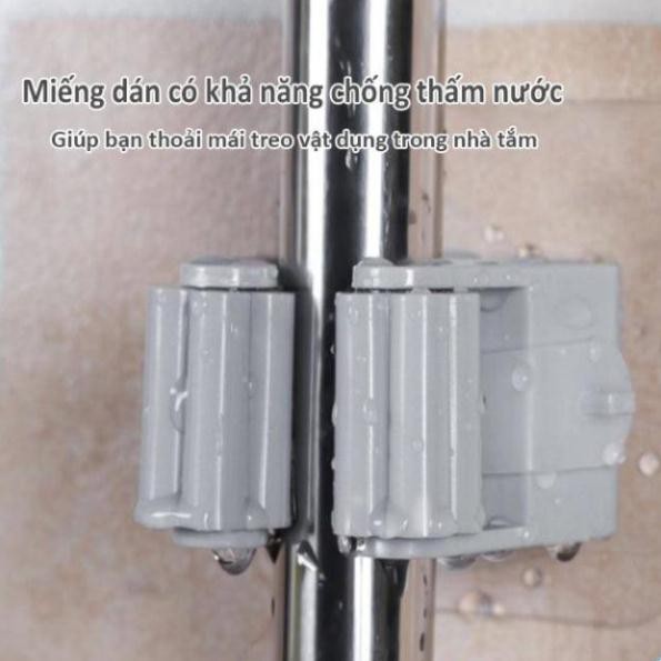 Móc dán tường thông minh kẹp chổi giữ cây lau nhà miếng trong suốt đa năng treo đồ chịu lực siêu dính chắc