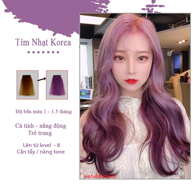 Thuốc nhuộm tóc LIGHT LAVENDER - TÍM LAVENDER NHẠT màu nhuộm lên mầu chuẩn tone kem nhuộm an toàn không sót mùi thơm