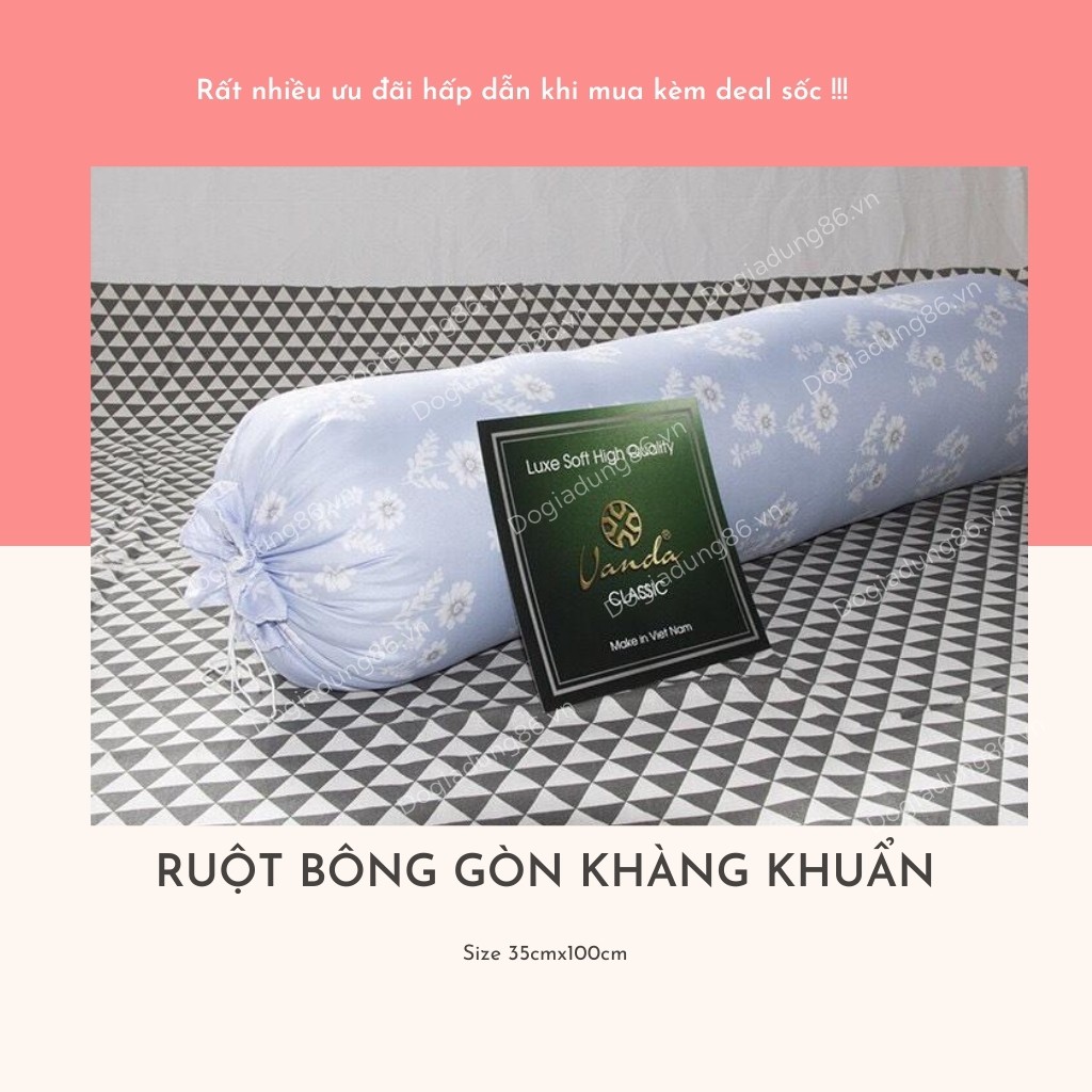 Ruột gối ôm bông gòn tinh khiết VANDA mẫu Hoa Trà Hàng chuẩn kích thước