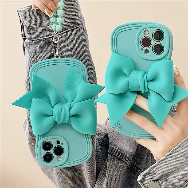 Ốp Điện Thoại Mềm Họa Tiết Nơ Màu Xanh Dương Cho Iphone 12 pro max 11 pro max xs max xr x 13proamx plus