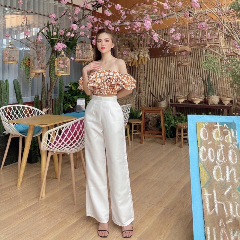 Sét dự tiệc sang trọng quần trắng ảnh thậtđi chơi đi tiệc đám cưới, du lịch sang chảnh cao cấp PVC