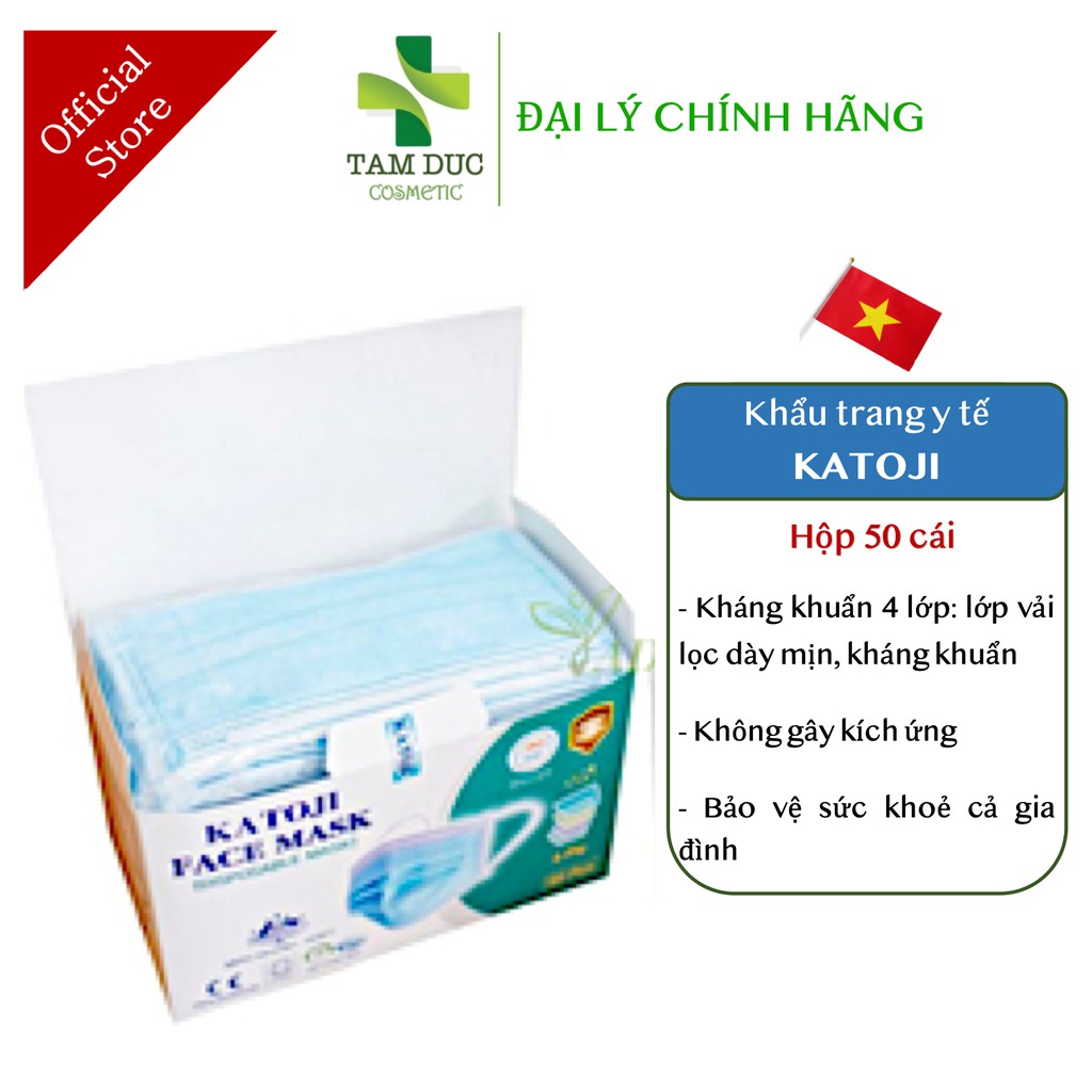 Khẩu Trang Y Tế KATOJI 4 Lớp Kháng Khuẩn Cao Cấp Hộp 50 cái