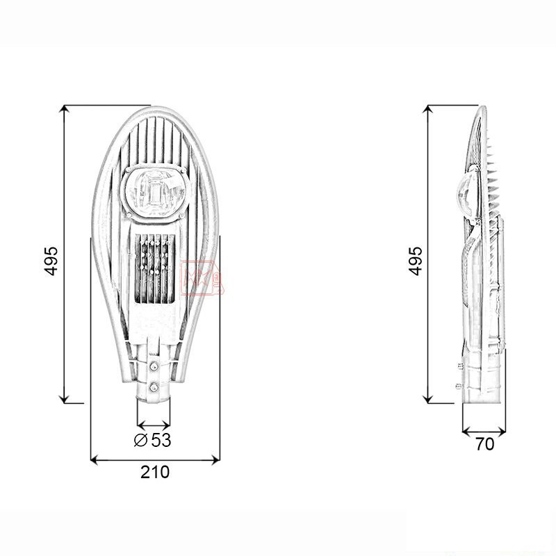 Đèn đường led 30W - 50W 1 mắt led, cảm biến ánh sáng, đèn led đường phố 30W - 50W 220v