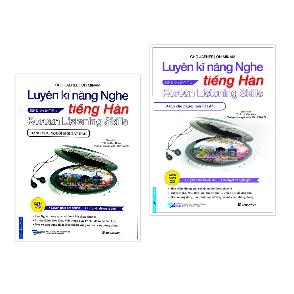Sách - Combo Luyện Kĩ Năng Nghe Tiếng Hàn ( Dành Cho Người Mới Bắt Đầu +  Dành Cho Trình Độ Trung Cấp) + CD - First News