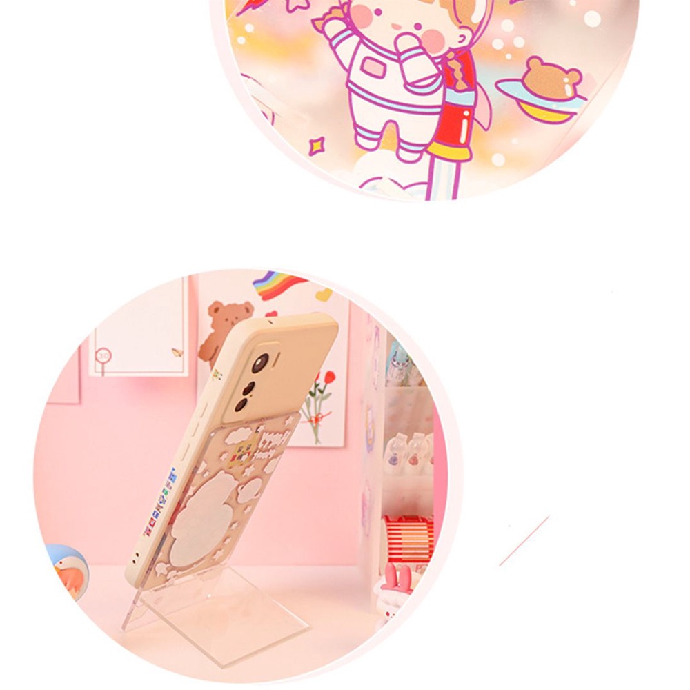 Giá Đỡ Điện Thoại Bằng Acrylic Trong Suốt Hình Thỏ Hoạt Hình Dễ Thương