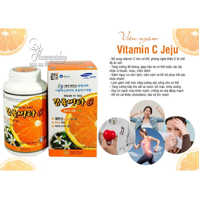 Viên ngậm Vitamin C Jeju 500g Hàn Quốc, hộp 278 viên tăng cường đề kháng cho cơ thể và  hệ miễn dịch