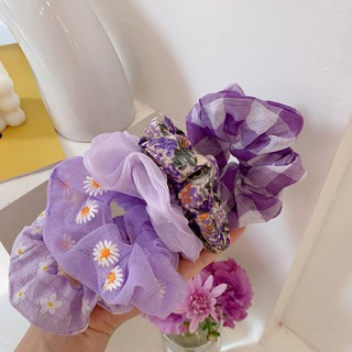 Dây Cột Tóc, Buộc Tóc Vải Scrunchies Tím Ngắt Hot Trend